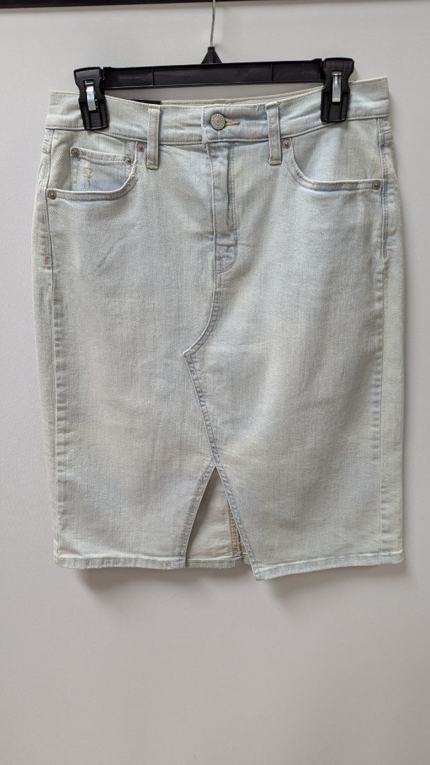 Banana Republic Light Wash Faded Midi Denim Skirt