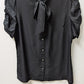 Original Penguin Black Silk-Blend Button-Down Blouse