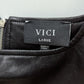 VICI Black/Cream Faux-Suede & Faux Leather Panel Crop Top