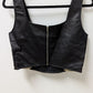 VICI Black/Cream Faux-Suede & Faux Leather Panel Crop Top
