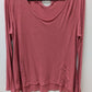 Charming Charlie Pink Lace Panel Long-Sleeve Sweater