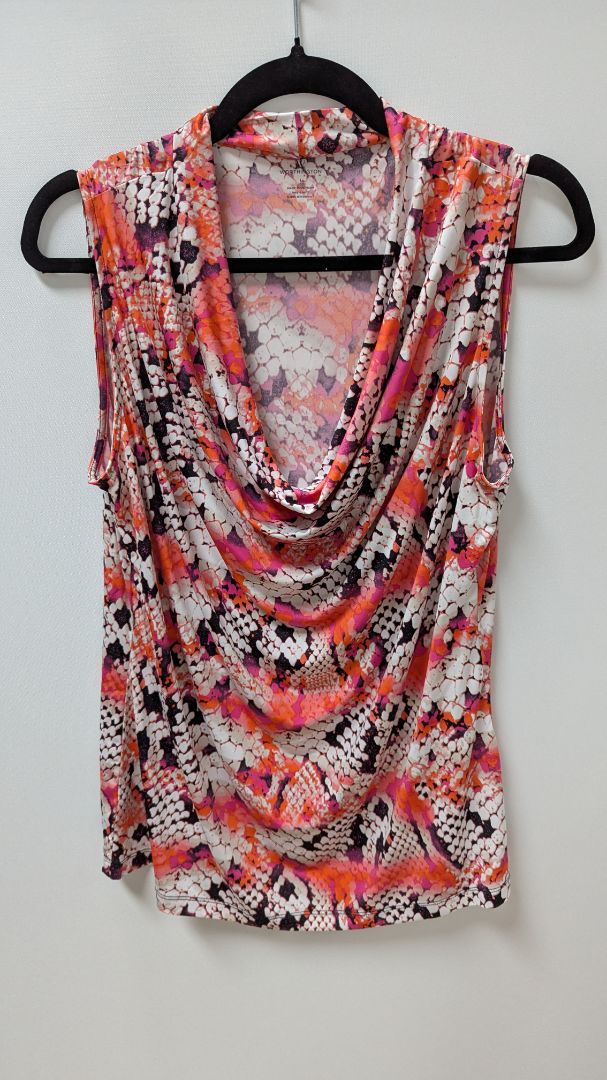Worthington Orange Snake Print Sleeveless Blouse