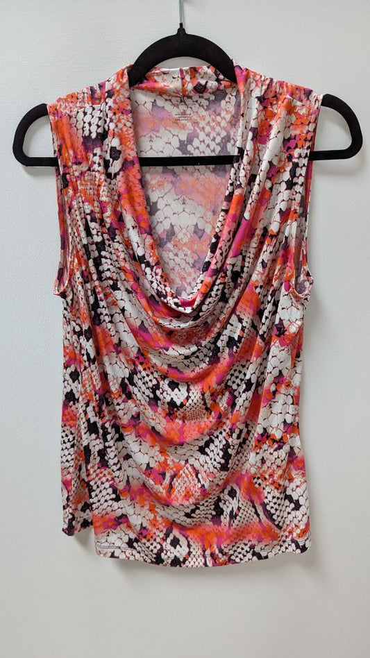 Worthington Orange Snake Print Sleeveless Blouse