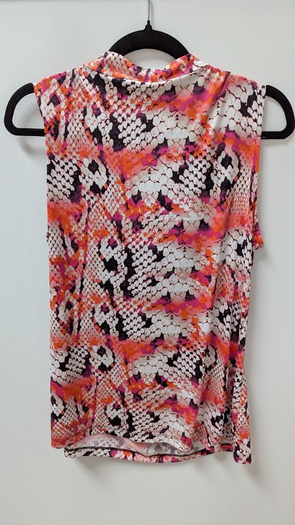 Worthington Orange Snake Print Sleeveless Blouse