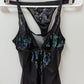 Body by Victoria Black/Blue Mesh Sequin Tank & Thong Set