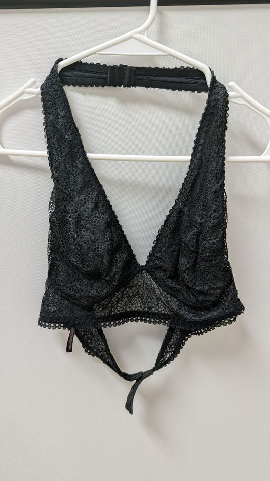 Victoria's Secret Black Lace Halter-Neck Bralette