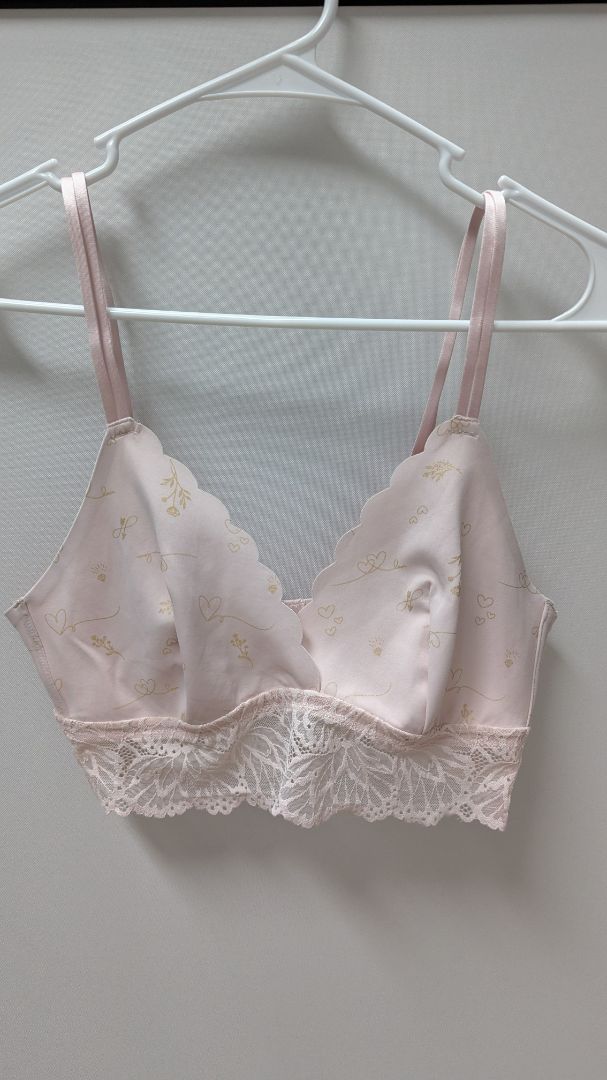 auden Light Pink/Gold Heart Print Unlined Bra