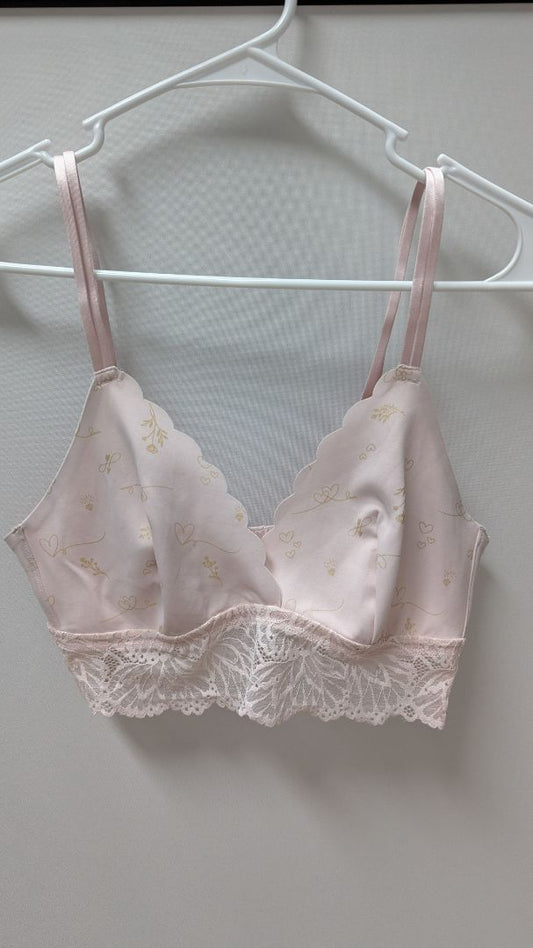 auden Light Pink/Gold Heart Print Unlined Bra