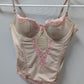 sophie b. Tan/Pink Lace-Trimmed Corset Bustier Bra