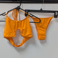 ICON SWIM Orange Halter Neck & Thong Bikini Swim Set