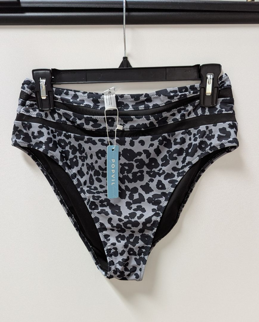 POPVIL Black Spotted Mesh Cutout Bikini Bottoms
