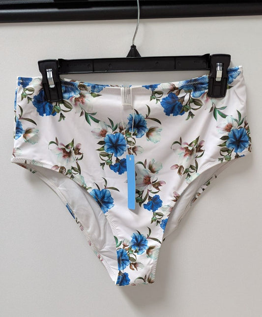 POPVIL White/Blue Floral Print Bikini Bottoms