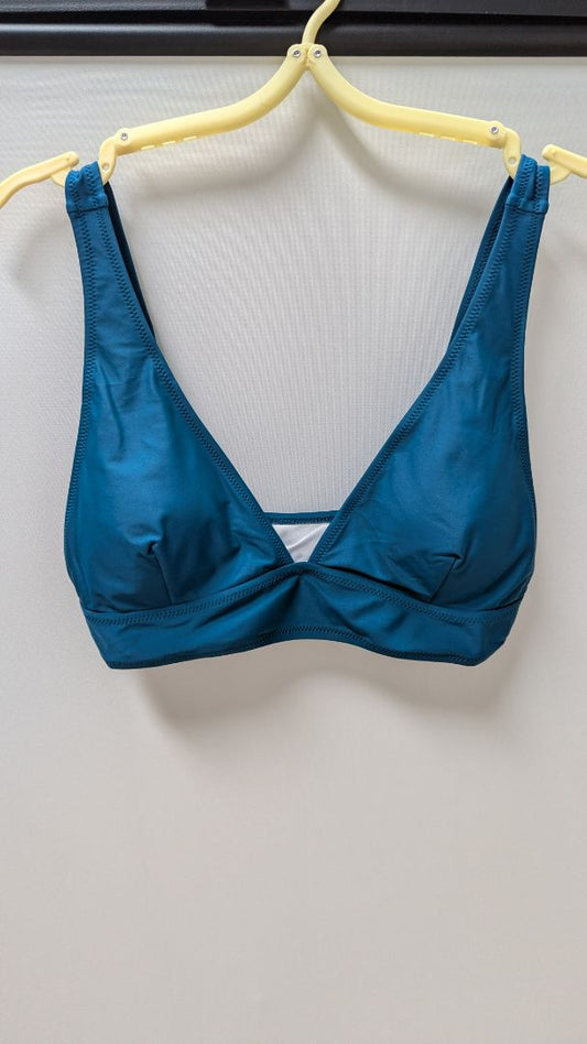 Dark Teal Lightly-Lined V-Neck Swim Top