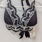 BECCA by Rebecca Virtue Black/White Lace Trim Bikini Top