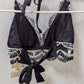 BECCA by Rebecca Virtue Black/White Lace Trim Bikini Top