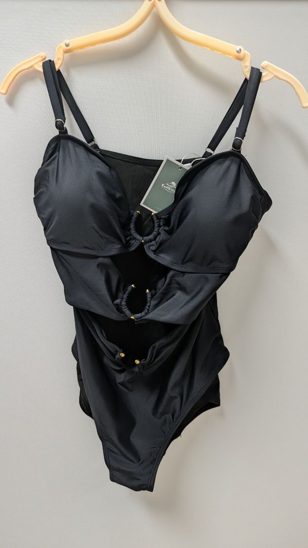 EoMENIE Black/Gold Ringlet One-Piece Swimsuit