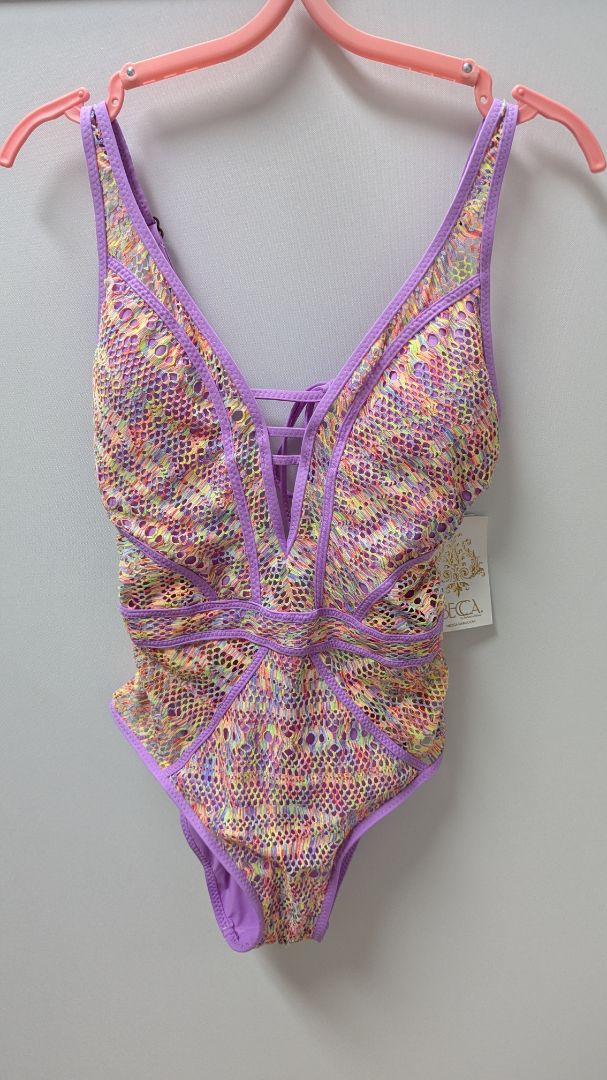 BECCA by Rebecca Virtue Purple Crochet Swimsuit