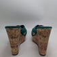 Fashion Nova Turquoise Knotted Wedge Sandals