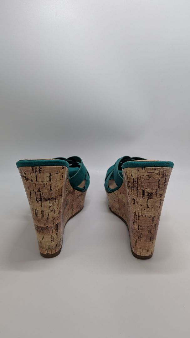 Fashion Nova Turquoise Knotted Wedge Sandals