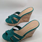 Fashion Nova Turquoise Knotted Wedge Sandals