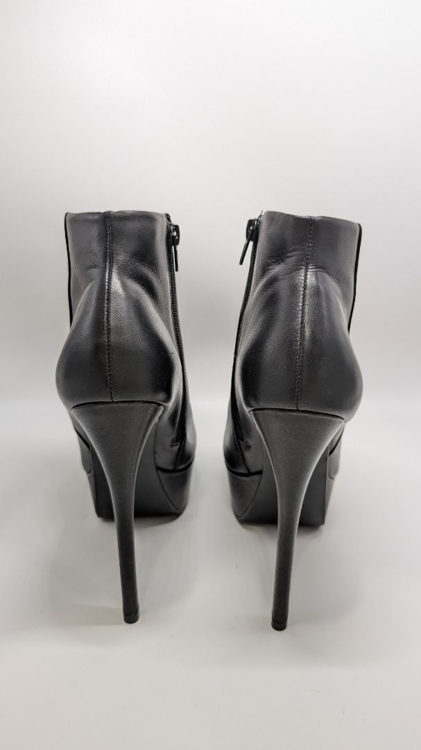 Steve Madden Black Maverick Leather Peep-Toe Ankle Boots