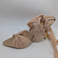Liliana Beige Tie-Up Metallic Toe Heeled Sandals