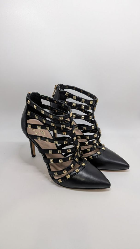 MIX NO.6 Black Danela Pump Studded Caged Heels