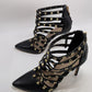 MIX NO.6 Black Danela Pump Studded Caged Heels