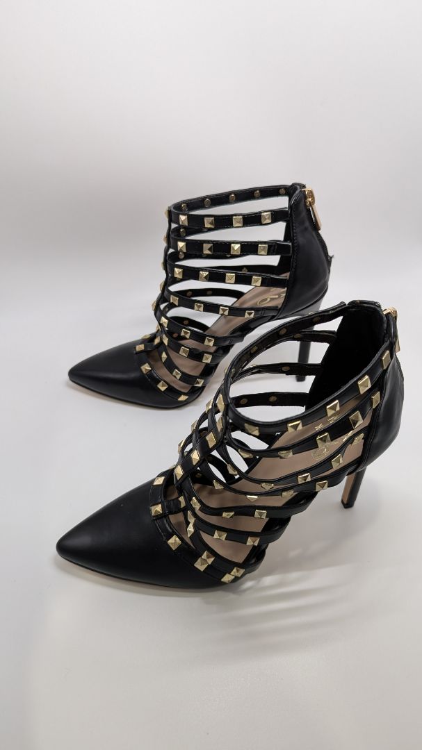 MIX NO.6 Black Danela Pump Studded Caged Heels