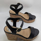 Nine West Black/Tan Amye Ankle Strap Wedge Sandals