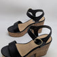 Nine West Black/Tan Amye Ankle Strap Wedge Sandals