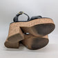 Nine West Black/Tan Amye Ankle Strap Wedge Sandals