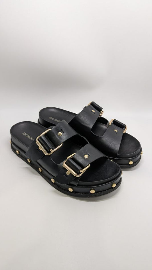 BCBGeneration Black/Gold Bamba Platform Sandals