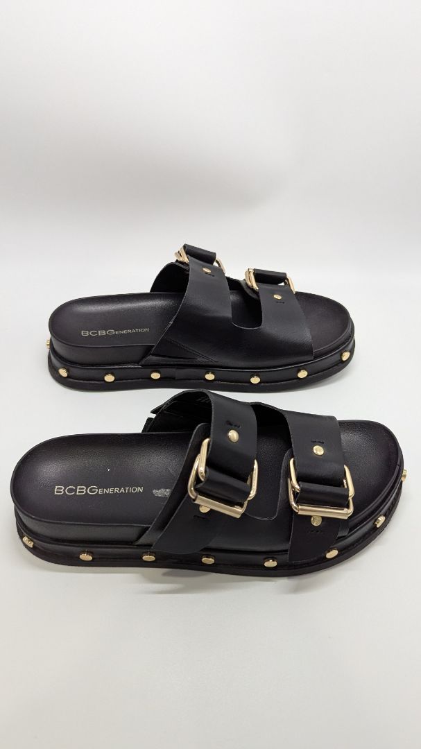 BCBGeneration Black/Gold Bamba Platform Sandals