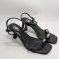 GBG Los Angeles Black Leah Snake Print Heeled Sandals