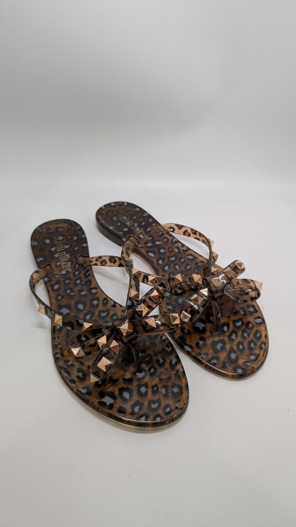 Olivia Miller Leopard Print Jelly Sandals with Bow