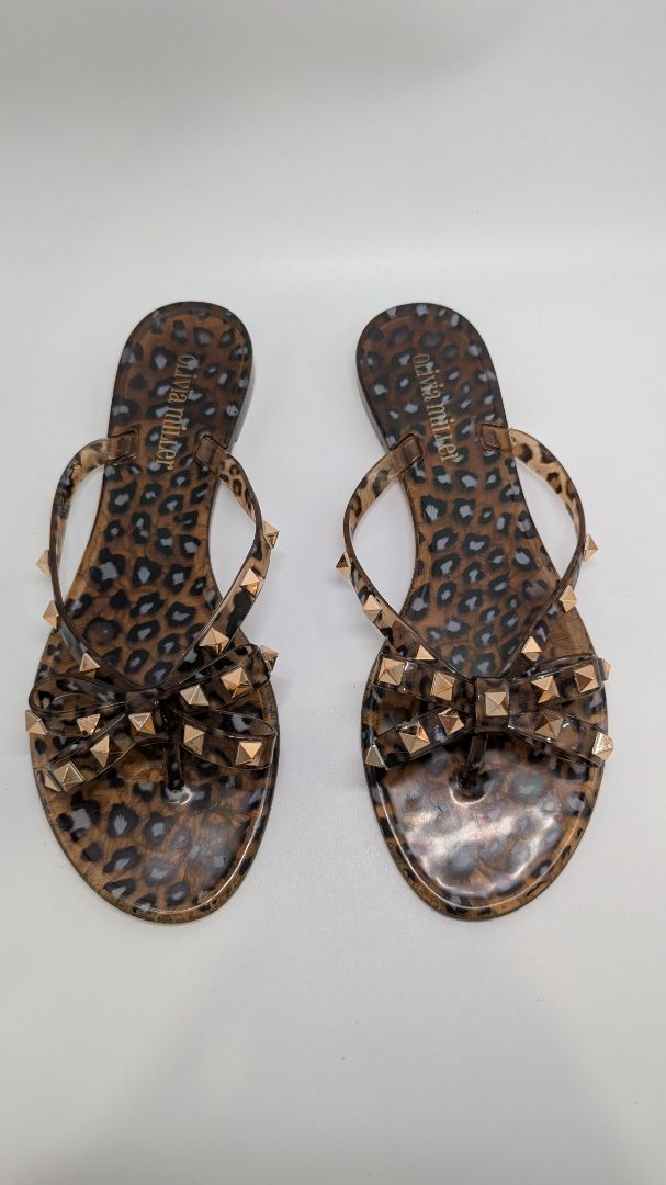Olivia Miller Leopard Print Jelly Sandals with Bow