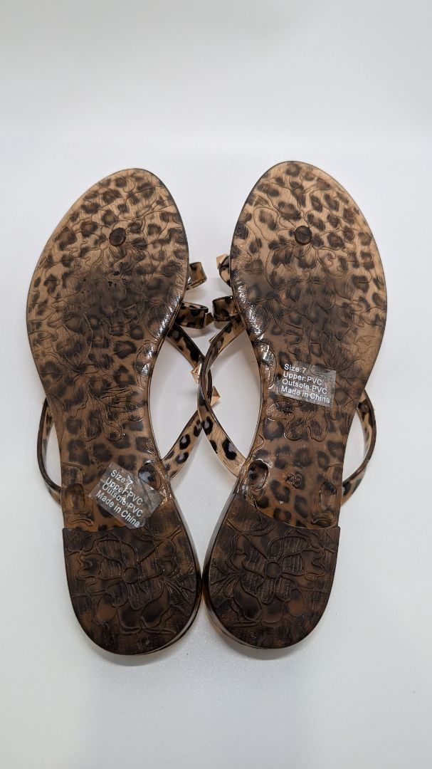 Olivia Miller Leopard Print Jelly Sandals with Bow
