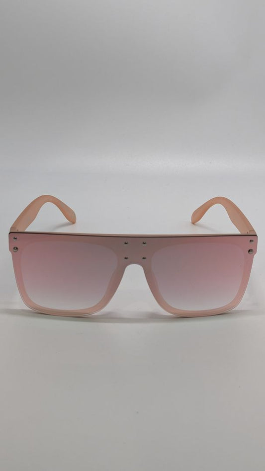 Fashion Nova Rose Gold/Pink Shield Sunglasses