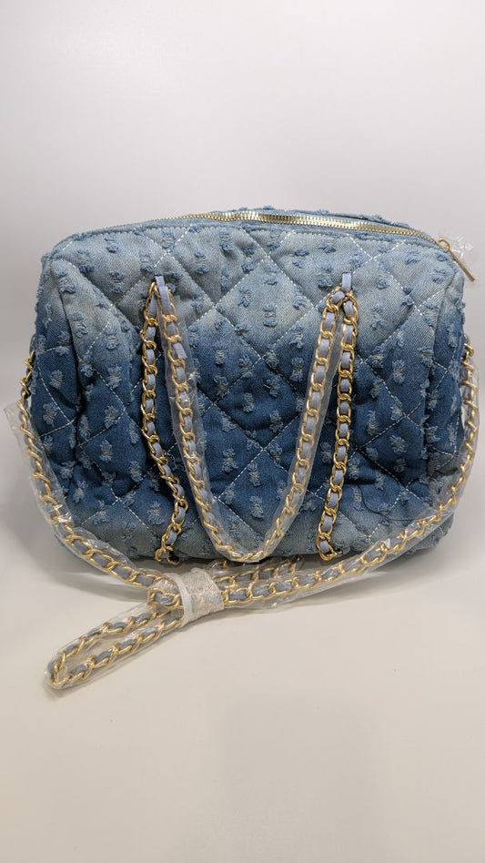 Medium Wash Distressed Denim Purse
