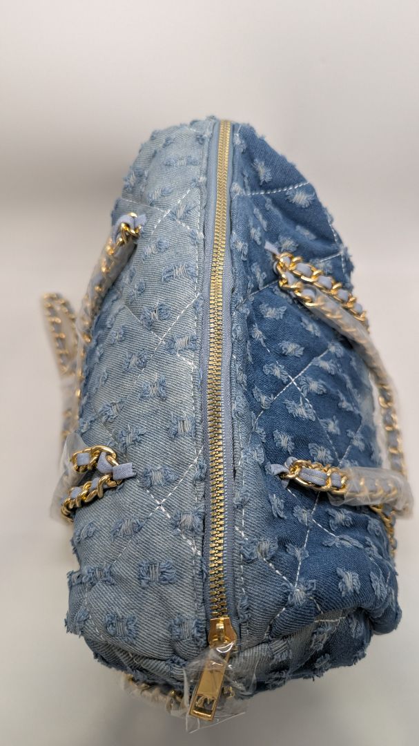 Medium Wash Distressed Denim Purse