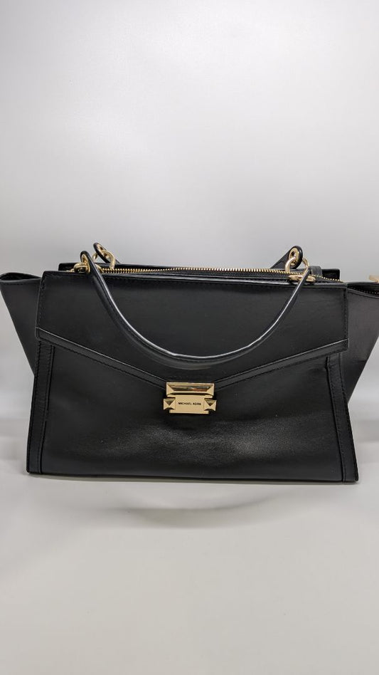 Michael Kors Black Leather Whitney Satchel Purse