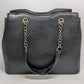 Black Faux Leather Convertible Tote Bag Purse