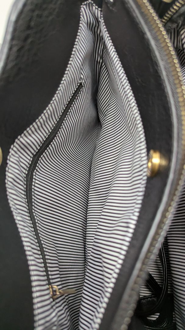 Black Faux Leather Convertible Tote Bag Purse