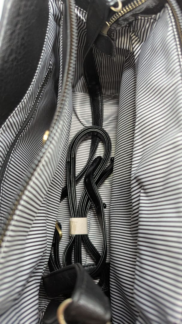 Black Faux Leather Convertible Tote Bag Purse