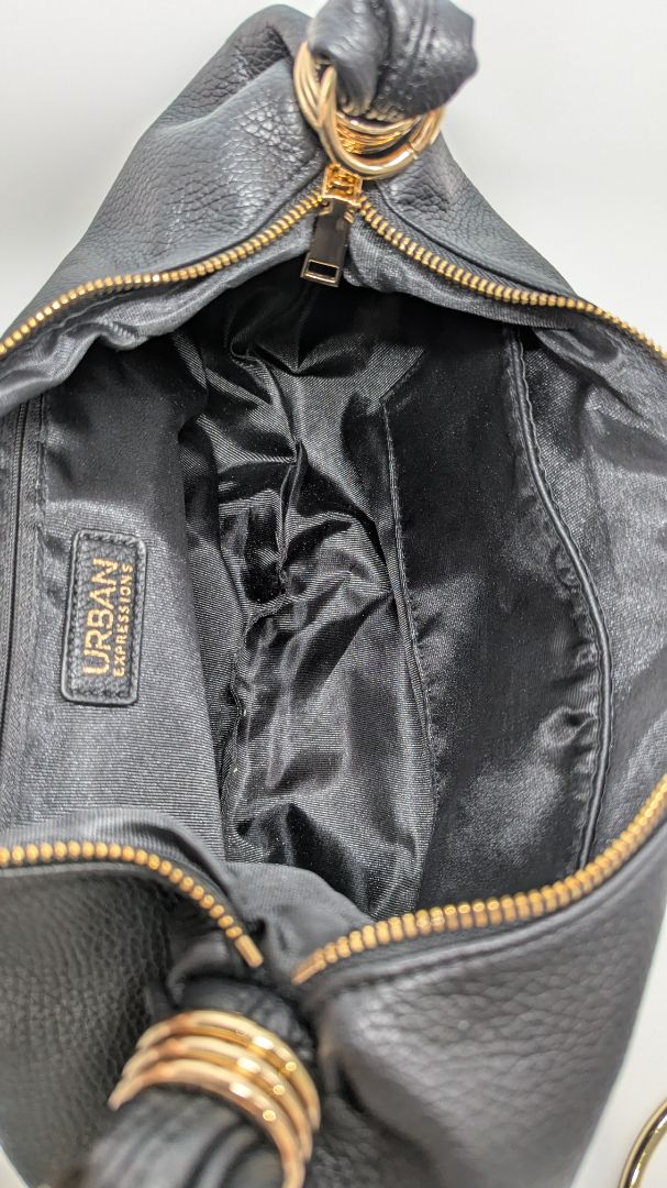 Urban Expression Black Faux-Leather Keychain Purse