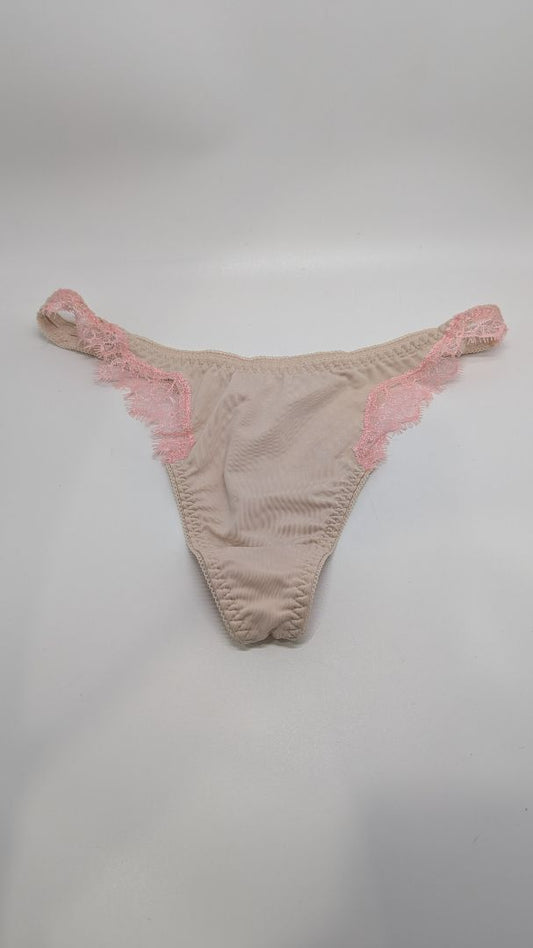 sophie b. Tan/Pink Lace-Trimmed Thong Panty