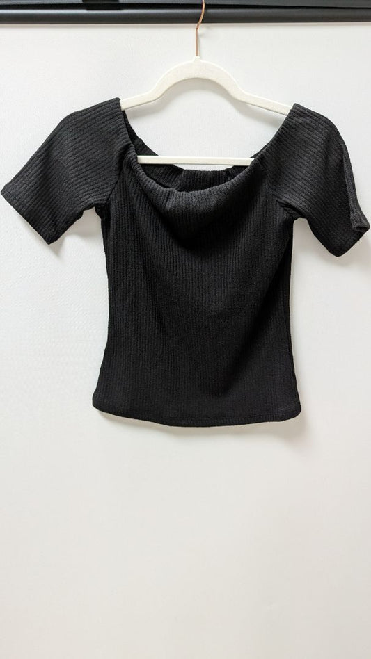 H&M Black Ribbed Off-The-Shoulder Blouse