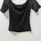 H&M Black Ribbed Off-The-Shoulder Blouse