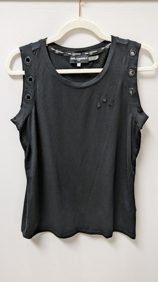Karl Lagerfeld Paris Black Sleeveless Rivet Tank
